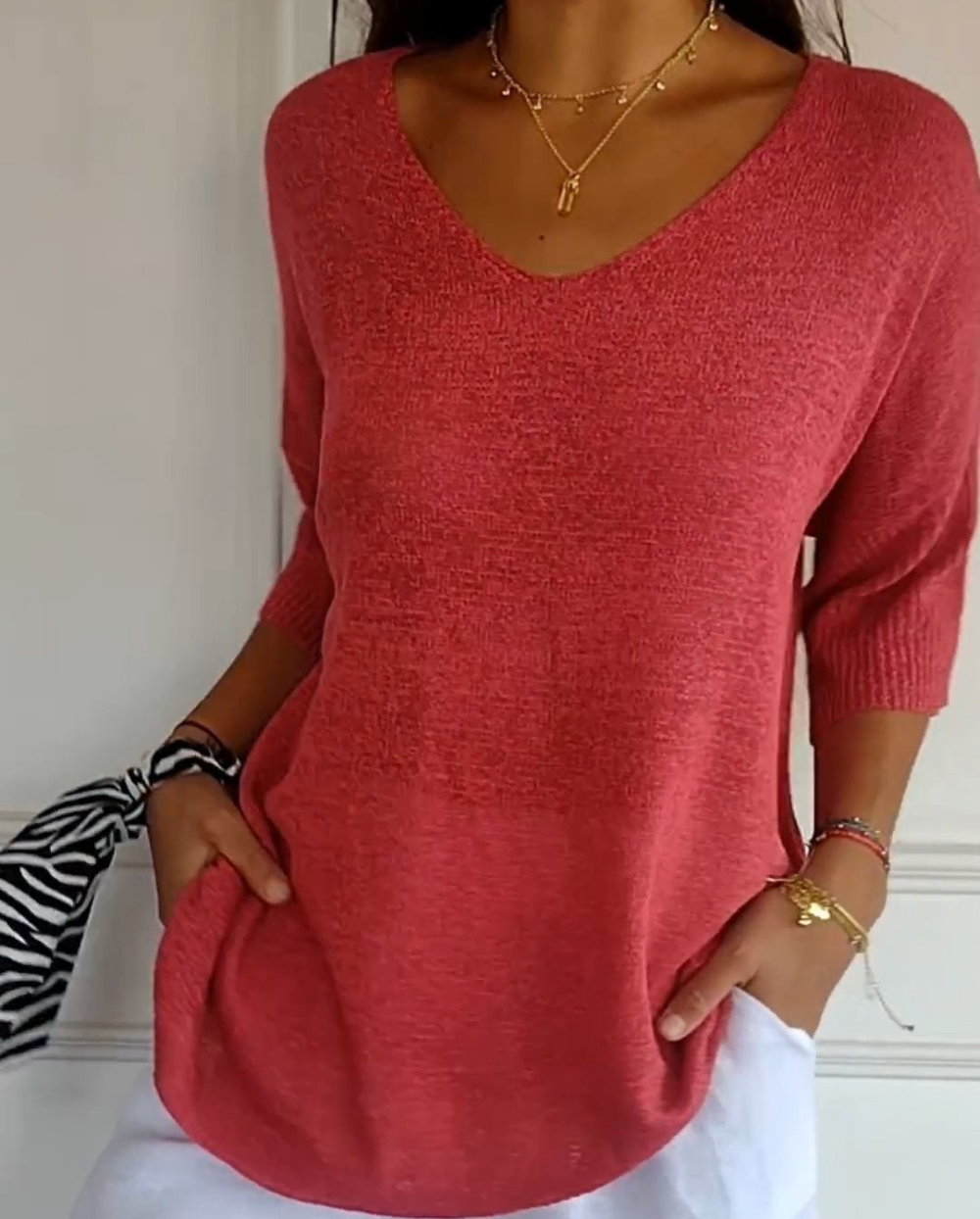Kit 3 Blusas Serena® em Malha Leve – Decote V