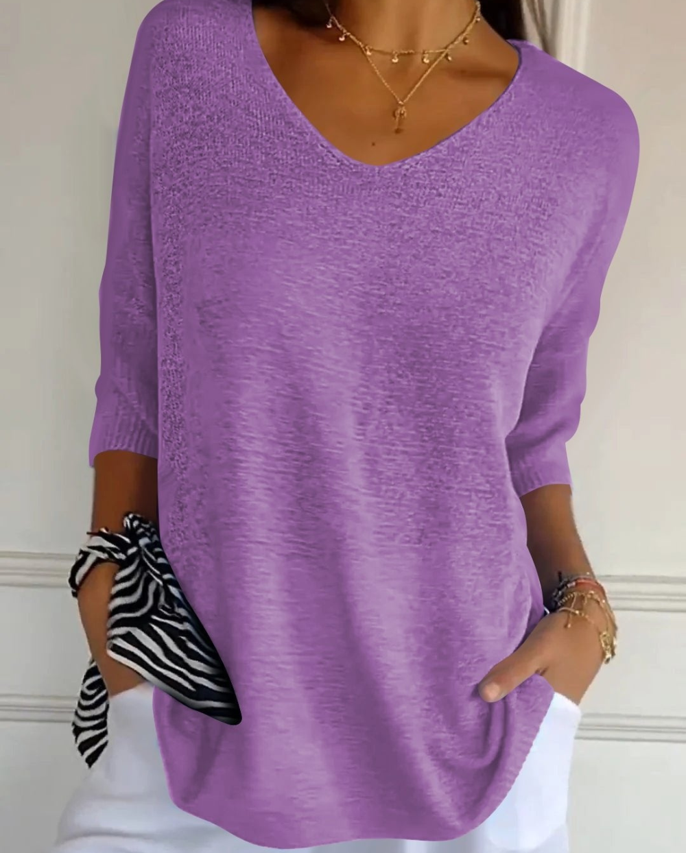 Kit 3 Blusas Serena® em Malha Leve – Decote V